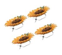 TOYANDONA 4 Piezas de Clips para Sujetar Cortinas Motivos de Girasol, Abrazaderas de Metal y Tela de Seda, Diseño Decorativo para Dormitorios y Salones