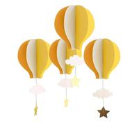 TOYANDONA 4 Piezas de Decoraciones 3d de Globos Aerostáticos, Móvil de Papel Colgante en Tonos Pastel con Nubes Y Estrellas Brillantes para Guardería, Techo de Habitación Infantil, Decoración