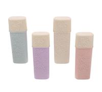 TOYANDONA 4 Piezas Estuche Porta Cepillos Dientes con Tapa Plástico Resistente Diseño Floral Grabado Organizador Portátil para Baño y Viaje Familiar