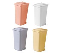 TOYANDONA 4 piezas Mini Cubos Basura Escritorio con Tapa Organizadores Escritorio Contenedores Reciclaje Compactos para Oficina y Hogar Almacenamiento Bolígrafos y Colores Surtidos