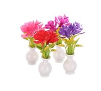 TOYANDONA 4 Piezas Miniature Dollhouse Flower Artificial Small Fake Flowers with Tiny Bud Vase For Dollhouse Decoration and Fairy Garden Crafting