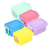TOYANDONA 5 cajas de almacenamiento para decoración de casa de muñecas, mini contenedores con tapas, apilables, mini cajas de almacenamiento para coleccionables