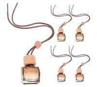 TOYANDONA 5 Piezas Difusor de Aromas para Coche Reutilizable Botella de Vidrio y Tapa Redonda Pequeña, Decoración Colgante para Espejo de Automóvil y Viajes