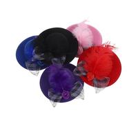 TOYANDONA 5 Piezas Miniature Doll Hats Soft Mini Cap Ornaments For Dollhouse Decoration Party Accessories with Flower Net Design