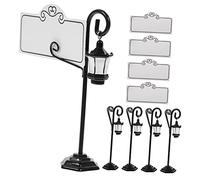 TOYANDONA 5 Piezas Tarjetero Mini Lámparas De Poste De Luz Titular De La Imagen Soportes De Forma De Farola Soporte De Número De Mesa Estante De Memorándum Boda Resina y Alambre