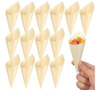 TOYANDONA 50 Conos de Madera Desechables de 12,7 Cm para Aperitivos Y Postres, Ideales para Helados, Dulces, Frutos Secos, Bodas, Catering Y Fiestas (beige)