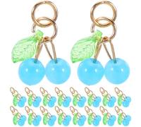 TOYANDONA 50 Cuentas de plástico Azul con Forma de Cereza - Mini Colgantes de Cereza para bisutería, Manualidades, llaveros, Pulseras y Accesorios DIY - Adorno navideño de Fruta en Miniatura