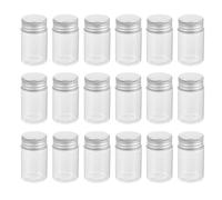 TOYANDONA 50 de Vidrio Transparente con Tapa de Aluminio Frascos de Laboratorio de 20 Ml Botella Pequeña para Muestras Paquete de 50 Unidades Adecuado para Almacenamiento Seguro y Uso