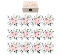 TOYANDONA 50 Piezas Caja de 50 Tarjetas de Predicción y Consejos para Shower, Doble Cara, con Caja de Madera para Recuerdos, Juego Interactivo para Fiesta de Recién Nacidos y Regalos para