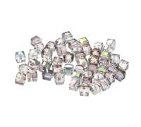 TOYANDONA 50 Piezas Cuentas Cuadradas de Cristal de 8mm Sueltas para Joyería, Accesorios de Vidrio Bien Pulidos para Hacer Pulseras y Collares DIY Creativos
