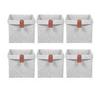 TOYANDONA 6 Cestas de Almacenamiento Plegables de Fieltro Gris Claro con Asas, Organizador de Cubos para Armario y Guardería, Caja de Almacenamiento para Ropa, Juguetes y Toallas,