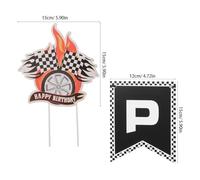 TOYANDONA 6 Juegos de Banderines Colgantes de Carreras a Cuadros Negros para Decoración de Cumpleaños Temática de Coches Kit Ligero de Papel para Fiestas Infantiles Suministros de