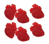 TOYANDONA 6 Piezas Accesorios de Broma para Halloween Corazón Falso Rojo de TPR, Decoración Interior Realista y Espeluznante para Fiestas de Terror y Eventos de Carnaval