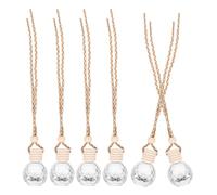 TOYANDONA 6 Piezas Botella Difusora para Coche, Botella de Perfume de Cristal para Colgar Coche, 10ml, Vacía, Recargable, de Madera y Vidrio, Ambientador para Automóvil, Oficina y Hogar