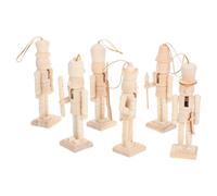 TOYANDONA 6 Piezas Cascanueces Madera sin Pintar Decoración Navideña DIY Soldados Cascanueces para Hogar Jardín Chimenea Fiestas
