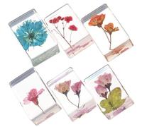 TOYANDONA 6 Piezas de Especímenes de Flor de Resina Ámbar, Portátiles y Ligeros, Ideales para Educación y Decoración Forma Rectangular Creativa Varios Estilos