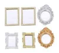 TOYANDONA 6 Piezas Espejos Vintage Miniatura para Casita de Muñecas Accesorios de Muebles Miniatura con Marco Clásico para Decoración de Paredes Dormitorios Baños y Salones de Casa Muñecas