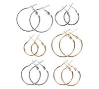 TOYANDONA 6 Piezas Pendientes Redondos de Metal Forma de C Pendientes de Bucle para Mujer para Diario y Ocasiones Especiales de Círculo