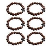 TOYANDONA 6 Piezas Pulsera Artesanal de Cuentas de Madera con Cruz Paquete de Accesorio Natural y Ligero para Eventos y Uso Diario