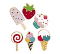 TOYANDONA 6piezas Broche de Helado de Fresa Forma de Piruleta de Dibujos Animados Lindo Broche de Pin de Moda para Decoraciones de Fiesta de Fresas Accesorios de Cumpleaños Adornos