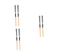 TOYANDONA 6piezas Pinceles De Mango De Madera Para Batería Jazz Escobillas De Acero Flexible y Cómodo Accesorios Para Instrumentos De Percusión