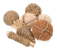 TOYANDONA 7 Piezas de Hierba para Mascotas Juguetes Masticables Naturales para Conejos Cobayas Chinchillas y Hámsters Bolas de Ratán para Interiores y Jaulas