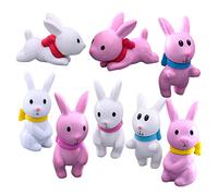 TOYANDONA 8 Figuras De Conejo En Miniatura para Decorar Conejito Yo Oh Happy Bunny Forma De Conejo Conejitos De Musgo para Fiesta Pequeños Peluches Adornos Esponjosos Color Aleatorio