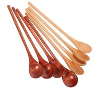 TOYANDONA 8 piezas Cucharas de Madera Naturales con Mango Ergonómico para Mezclar Miel Té y Salsas Cucharas Resistentes y Suaves para Cocinar sin Rayar Utensilios