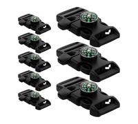 TOYANDONA 8 Piezas Hebillas de Supervivencia de Emergencia Silbato y Brújula, Plástico Resistente de 20 Mm, Cierres de Pulsera para Senderismo, Camping y Actividades al Aire Libre