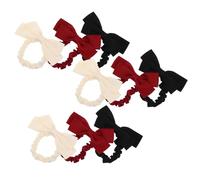 TOYANDONA 9 Coleteros de Satén Doble Capa Lazo Pelo Gomas Elásticas Antideslizantes Pack 9 Piezas Negro y Vino Accesorios Versátiles para Mujer y Niñas en Uso Diario y