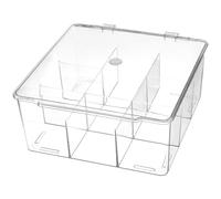 TOYANDONA 9cuadrículas Caja de Almacenamiento Transparente Pequeña con Tapa Organizador de Compartimentos de Plástico Resistente Caja Multiusos con Divisiones para Joyas y Accesorios