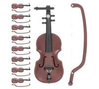 TOYANDONA 9juegos Decoración Simulada de Violín de Miniatura de Madera para Casas de Muñecas Instrumentos Musicales Pequeños Accesorios con Púa para Decoración de Escritorio y Fiestas