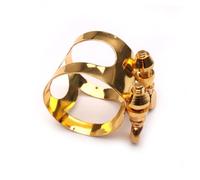 TOYANDONA Abrazadera de Metal para Saxofón Alto en Bemol, Doble Tornillo Ajustable, Color Dorado, Mejora el Sonido, Adecuado para Boquilla