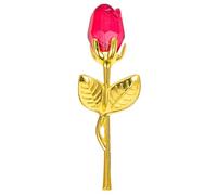 TOYANDONA Adorno de Rosa de Metal con Cristal Color KC Dorado y Rojo Vino, Decoración Floral para Mesa, Boda y Fiesta, Flor Artificial Resistente para Hogar y Eventos, Obsequio Romántico