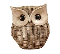 TOYANDONA Adorno Decorativo De Búho Rattan Vintage, Estatua De Resina Creativa, Decoración De Escritorio Artística para Hogar y Oficina, Detalle Delicado para Ambiente Moderno