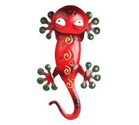 TOYANDONA Adorno Mural de Gecko de Metal Rojo para Decoración de Pared Interiores y Exteriores, Escultura de Lagarto Artesana Resistente para Jardín, Sala y Patio, Decoración Natural
