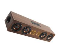 TOYANDONA Altavoz Inalámbrico de Madera Marrón Reloj y Pantalla LED | Modo Aux y Conexión sin Cables, 3000 Mah, para Ordenador y Tv, Diseño Compacto Doméstico