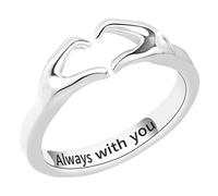 TOYANDONA Anillo Abierto de Corazón para Mujer, Bisutería de Plata, Diseño Abrazando, Ajuste Cómodo, Obsequio para Parejas y Ocasiones Especiales