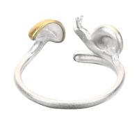TOYANDONA Anillo Ajustable de Moda Diseño de Hongo y Caracol, Plata Bicolor, para Mujer y Niña, Joyería para Bodas, Fiestas y Regalos de Cumpleaños, Talla Abierta