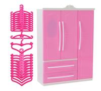 TOYANDONA Armario de Muñecas Miniatura Abs con 21 Piezas, 3 Caras para Almacenamiento, Incluye 10 Perchas Mini para Camisas y 10 Perchas Pequeñas en Forma de Corazón, Muebles y Accesorios