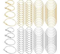 TOYANDONA Aros para Pendientes Redondos de Aleación Hipoalergénicos 96 Piezas 48 Dorados 48 Plateados Fornituras para Creación de Joyas Grandes y Ligeros Accesorios para Uso Diario y