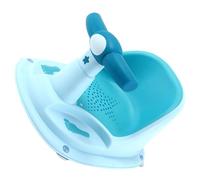 TOYANDONA Asiento de Bañera para Ñiño Antideslizante de 6 a 12 Meses, Silla de Baño Ergonómica de Plástico Azul, Soporte para Baño de Recién Nacidos, Asiento Portátil para Niños Pequeños