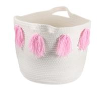 TOYANDONA Balde De Almacenamiento Organizador De Juguetes Para Niños Cestas De Ropa Tejidas Pequeños Contenedores De Cuerda De Algodón Cesta De Manta Tejida Borla Bebé Mimbre Hilo De Algodón