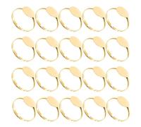 TOYANDONA Bases de Anillos Ajustables de Metal en Color Imitación Oro 50 Piezas Planas de 10 MM Superficie Adhesiva para Bricolaje y Creación de Joyas Personalizadas Ideales para