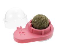 TOYANDONA Bola Giratoria de Hierba Gatera para Gatos, Juguete Interactivo para Lamer y Masticar, Color Rosa, Interior, Función de Limpieza Dental y Alivio del Estrés, Adecuado