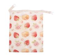 TOYANDONA Bolsa de Pan de Tela Encerada Hebilla, Doble Capa Reutilizable | Algodón Cera de Abeja Orgánica, Apta para Congelador y Picnic, Patrón Fresa y Rosa, Blanco