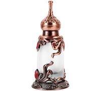 TOYANDONA Botella de Perfume Vintage de Metal 15ml, Frasco Decorativo Recargable Diseño Antiguo para Mujer, Envase Portátil Adecuado para Uso Hogar y Viajes