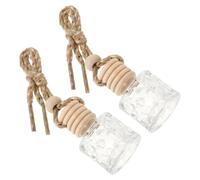 TOYANDONA Botellas Difusoras de Aroma para Coche 2 Piezas, Frascos de Perfume Vacíos de Cristal Redondos, Colgantes de Aromaterapia para Automóvil y Hogar, Recargables, Diseño Resistente