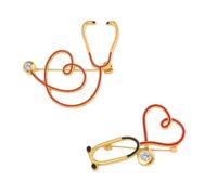 TOYANDONA Broche Creativo de Estetoscopio de Aleación para Doctor y Enfermera, Diseño Corazón Brillo, Juego de 2 Piezas, Accesorio Decorativo para Ropa y Uniformes Médicos