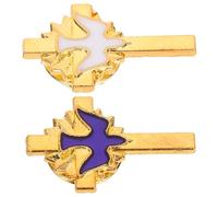 TOYANDONA Broche Cruz y Paloma Paz Vintage, Aleación Duradera, 2 Piezas Color Claro y Azul, Broches Religiosos para Mujer, Decoración Comunión, Bautizo y Fiesta